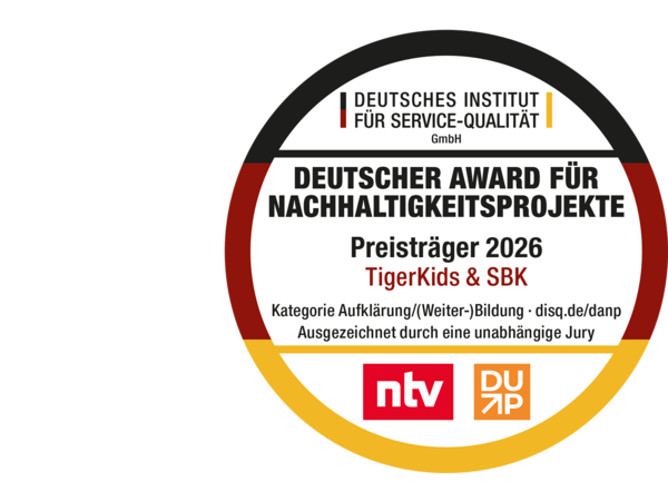 Siegel des Award fü Nachhaltigkeitsprojekte für SBK und TigerKids
