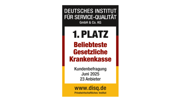Auszeichnung Deutsches Institut für Service-Qualität: Platz 1 für SBK als Beliebteste Krankenkasse