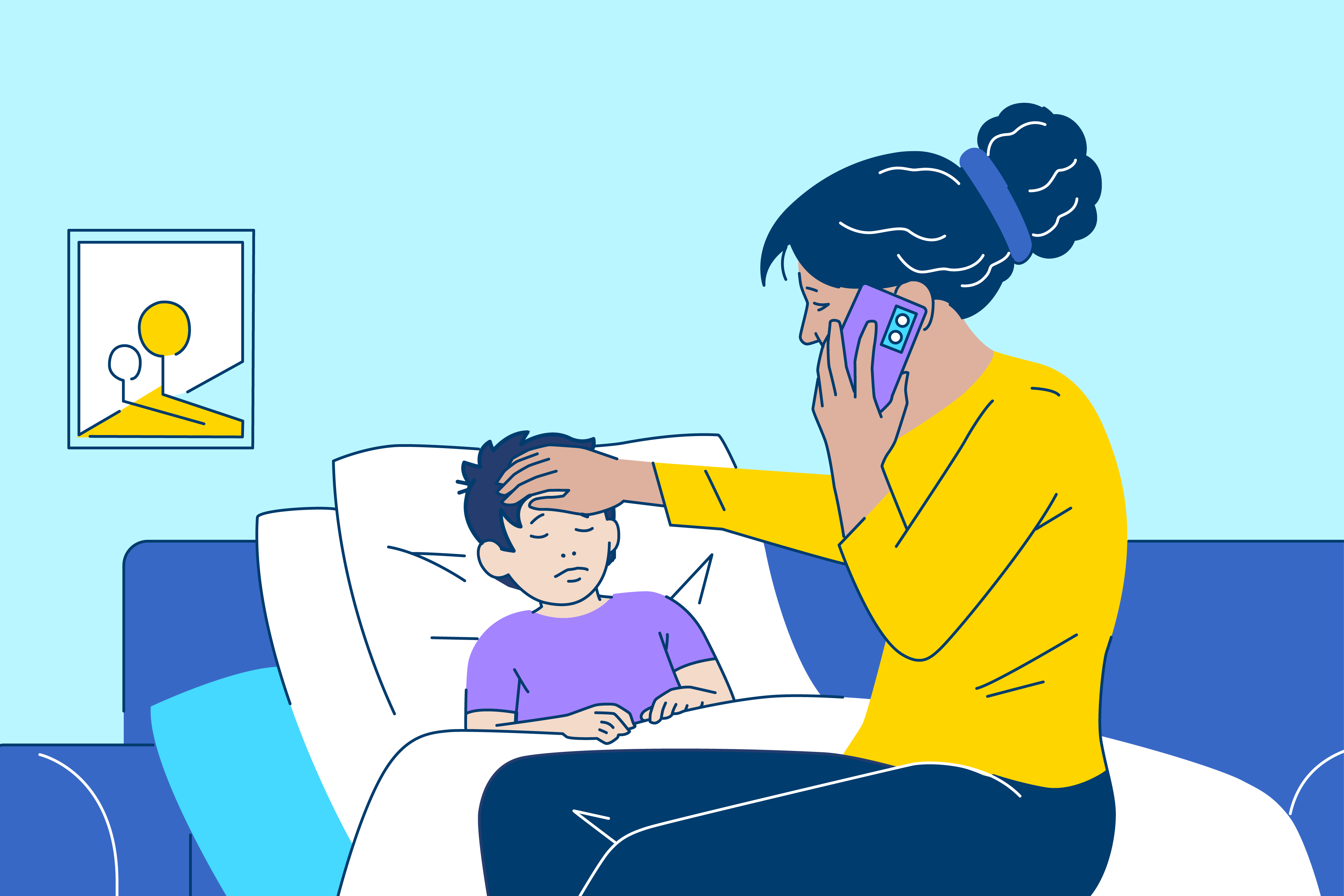 Illustration Gesundheitstelefon Familie.