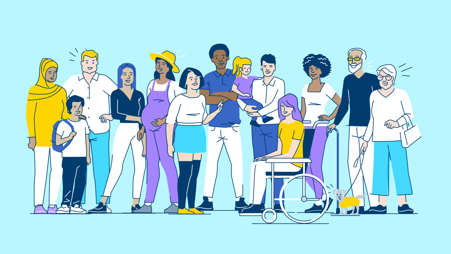 Illustration einer diversen Menschengruppe