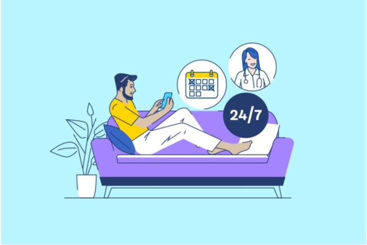 Illustration eines Mannes, der am Handy einen Termin vereinbart